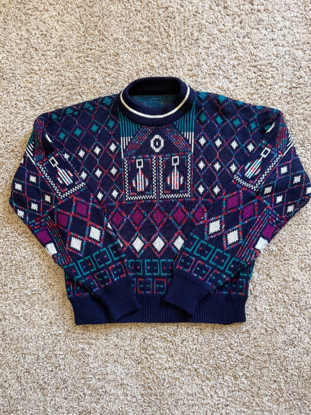 vintage 1980’s/1990’s geometric pattern knit pullover sweater S/M